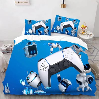 Astro Bot Schattige Cartoon Beddengoed Collectie Dekbed Collectie Eenpersoons Tweepersoons Bed King Size Bed Collectie Slaapkamer Jongens Volwassenen Dekbedovertrek Kussensloop 135X200cm-2pcs