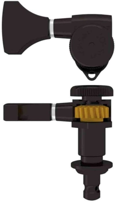 Hipshot HS6GL0BT-21 Guitar tuner, Grip-Lock open, 21.0mm (0.827) post height, treble side, zwart