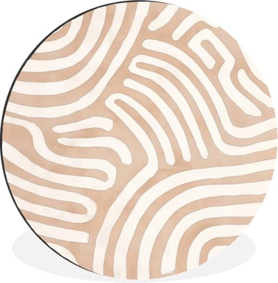 WallCircle - Wandcirkel - Muurcirkel - Beige - Aardspatroon - Aluminium - Dibond - 140x140 cm - Binnen en Buiten