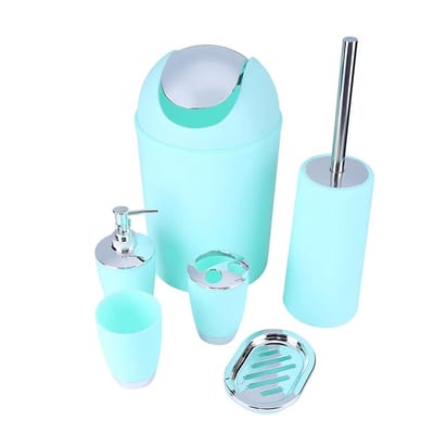 Dailygoods- Badkameraccessoireset 6-delig - Lotiondispenser - Prullenbak - Tandenborstelhouder - Toiletborstel - Milieuvriendelijke hars - Badkamer Set