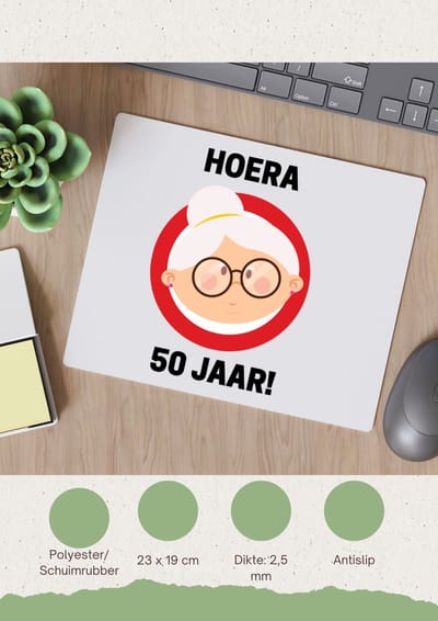 Akyol - hoera 50 jaar! vrouw Muismat - 49+1 - mensen die 50 zijn geworden - 50 jaar sarah cadeau - jubileum vrouw - verjaardags - grappige tekst - jarig - verjaardag - 23 bij 19 cm