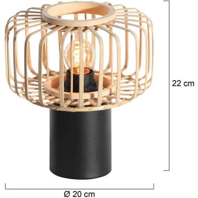 Zwart tafellampje met naturel bamboe kapje 10 cm diameter en 8 cm hoogte BreezaBeach Steinhauer