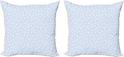 ABAKUHAUS Decoratieve kussenhoezen met bloemenprint, 2 stuks, verspreide kleine bloem 40x40 cm, babyblauw wit