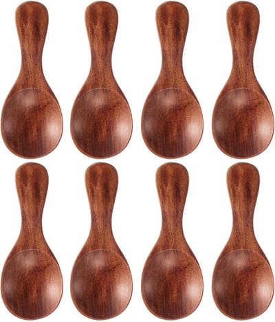 8 Stuks Houten Lepels - Mini Lepels voor Melkpoeder, Specerijen en Jam - Perfect voor Koken en Bakken