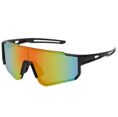 Loud and Clear® - Zonnebril - Sportbril - Festival Bril - Rave Bril - Zwart - Oranje - Snelle Planga