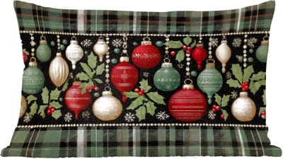 Sierkussens - Kussentjes Woonkamer - 60x40 cm - Kerstballen - Rood - Hulsttakken - Patroon