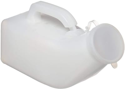 Urinefles - Draagbaar Praktisch Urinaal - Urinaal Met Handvat - Plastic - Grote capaciteit Nood urinoir - Veelzijdig mannen en vrouwen - Draagbare Plasfles - Ideaal voor Thuis, auto, reizen, kamperen - 1200ml - Wit