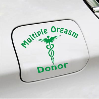 Bumpersticker - Multiple Orgasm Donor - 11,1 X 14,8 - Groen