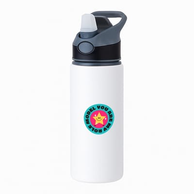 Hacebo® - you are my role model waterfles met rietje zwart - Model - iemand die een voorbeeld is voor anderen - voorbeeldfunctie - verjaardagscadeau - verjaardag - cadeau - kado - geschenk - gift - water fles - 650ML