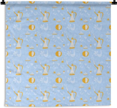 Wandkleed - Wanddoek - Patronen - High tea - Thee - 180x180 cm - Wandtapijt
