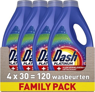 Dash Vloeibaar Wasmiddel +Extra Vlekverwijdering voor Kleuren - 4 x 30 Wasbeurten