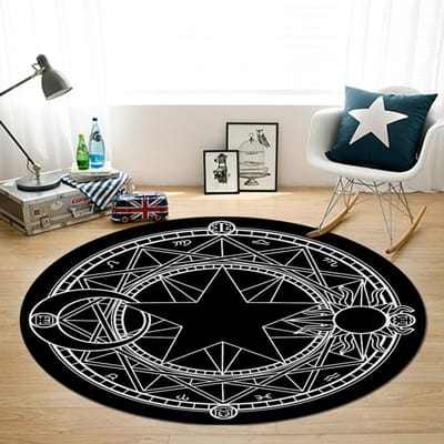 Meisje Wind Magische Cirkel Tapijt Woonkamer Slaapkamer Bed Deken Yogamat Wiegmat Foto 80Cm round