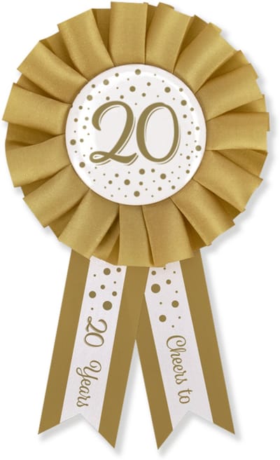 BTH - Broche - 20 Jaar - Goud-Wit - Pins - Broches Dames - Verjaardag - Decoratie - Versiering - 20 Verjaardag Versiering
