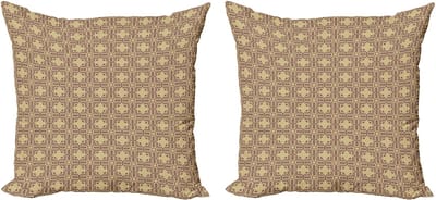 ABAKUHAUS Art Deco decoratieve kussenhoezen, 2-pack, modern accent, dubbelzijdige digitale print, 40x40 cm, licht camel, mauve en taupe