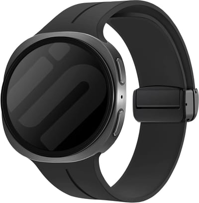 Strap-it Siliconen bandje met magnetische D-Buckle sluiting geschikt voor Samsung Galaxy Watch 9 (40/44mm) / Watch 8 (40/44mm) / 8 Classic (46mm) - zwart
