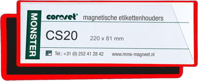 Coroset magnetische etikethouder, 100/VE, 97x25 mm rood