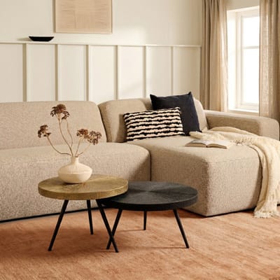 Foti Salontafel Set Rond - Vloeibaar Metaal Zwart - Set van 2