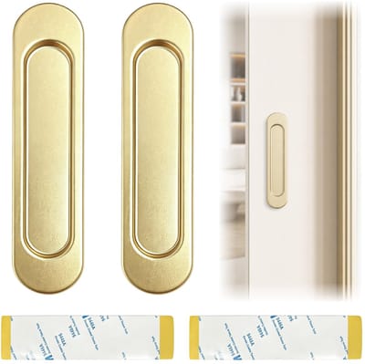 schuifdeurgrepen, 2 stuks, 148 mm, aluminium handgrepen zonder boren, voor kasten, ramen en schuifdeuren, geschikt voor meubels (afgerond goud)