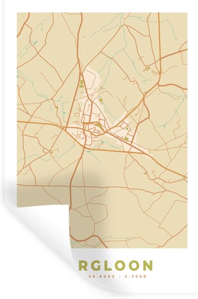 Muurstickers - Sticker Folie - Kaart - Borgloon - Stadskaart - Vintage - Plattegrond - 20x30 cm - Plakfolie - Muurstickers Kinderkamer - Zelfklevend Behang - Zelfklevend behangpapier - Stickerfolie