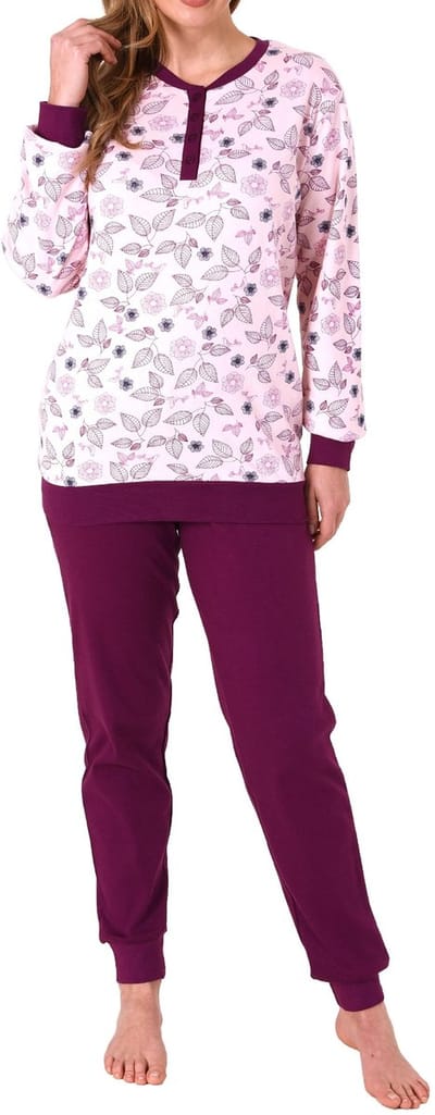 Noble dames interlock pyjama lang met manchetten - ook in overmaten - 212 201 96 105