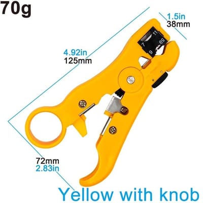 Pince à dénuder multifonctionnelle, dénudeur de fil rotatif jaune, distance réglable, câble réseau STP/UTP, outil de dénudage de fil coaxial yellow