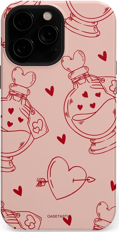 Casetastic Hoesje Geschikt voor Apple iPhone 13 Pro Magsafe - Stijlvolle Beschermende Duo-layer Case - Zoete Liefdesflirt - Roze Rood - Pafrum - Love You - Valentijn