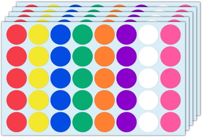 Dailygoody - 1000 Stuks Ronde Stickers - Gekleurde Puntstickers - Zelfklevende Etiketten - 25 mm - 8 Kleuren - Geschikt voor Creatief Gebruik