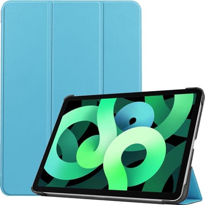 Hoes - Geschikt voor Apple iPad Air 4 (2020) - 10.9 inch - 4e Generatie - Dun & Stevig - Trifold Bookcase - Hard Cover - Hardcover Book Case - Tablet Hoesje - Lichtblauw