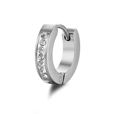Plux Fashion Fancy Oorbel - Zilver - 8mm - Stainless Steel - Heren - Dames - Sieraden - Zilveren Oorbel - Fancy Earring - Diamanten Oorbel - HipHop Oorbel - Sieraden Cadeau - Luxe Style - Duurzame Kwaliteit - Moederdag Cadeau - Vaderdag Cadeau