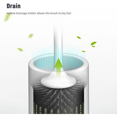 ecoco Ensemble Brosse WC et Support Brosse WC Brosse pour Cuvette de Toilette Support de Drainage Creux pour Salle de Bain Kit Brosse Nettoyante Douce pour Toilette avec Grey & White white