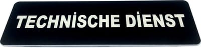 Deurbordje met tekst Technische Dienst - 150 x 50 mm (incl. dubbelzijdige tape) - zwart / wit | Geborstelde RVS-look toplaag | Gratis Verzending