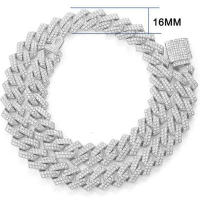 Prong 16mm Cubaanse ketting Micro Pave Cubic Zircon Gemengde luxe Bling Bling Full Iced Out Charms Hiphop sieraden 18 inch  (45cm) white