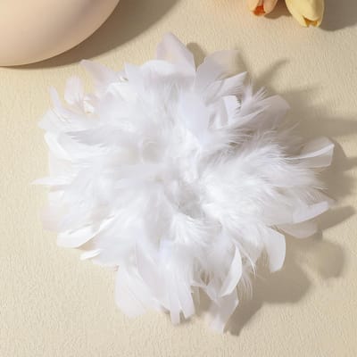 20CM Mode Overdreven Veer Bloem Grote Broche voor Vrouwen Dame Luxe Persoonlijkheid Reversspelden Feest Bruiloft Kleding Sieraden white