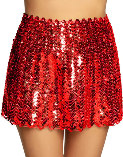 Boland - Minirokje Sequins rood - Volwassenen - Niet van toepassing - Festival - Rave - Pailletten - Stretch