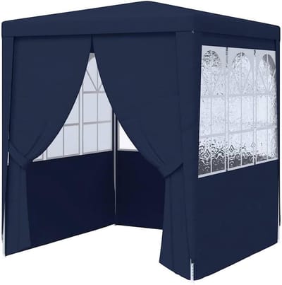 Tuinpaviljoen met Ramen - Feesttent Gazebo - Buitenfeesten Organiseren - Waterafstotend Materiaal - 2.5 x 2.5 meter - Blauw