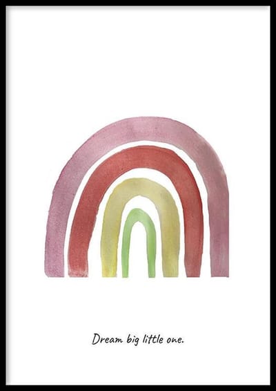 Poster Roze Regenboog – 30x40cm – Poster Babykamer - Poster Kinderkamer - 210g Fotopapier