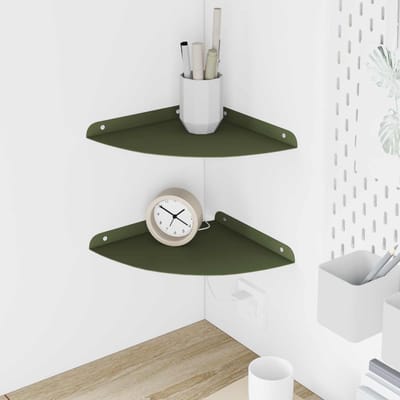 vidaXL - Hoek - Plank - 2 - st - Olijf - Groen - 24 - x - 24 - x - 2 - cm