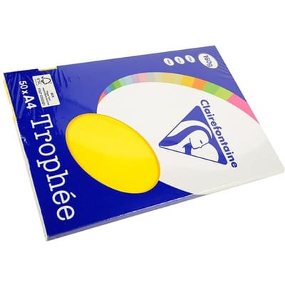Kopieerpapier Clairefontaine Trophée A4 160 gram zonnegeel, kleinverpakking á 50vel
