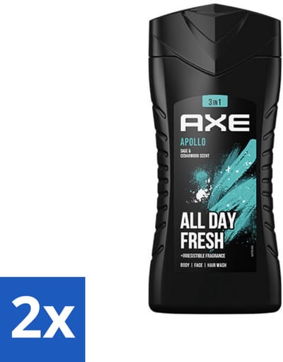 Axe - 3-in-1 Douchegel - Apollo - Sage & Cedarwood - 250 ml - Voordeelverpakking - 2 stuks