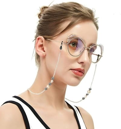 Anti-slip Beaded Oogglazen Ketting voor Dames, Wit, Verstelbaar, Modieus en Comfortabel