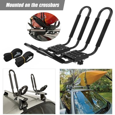 1 paire de barres de toit pour Kayak, canoë, bateau, planche de surf, support de montage pour voiture, SUV, camion, barres transversales 1 pair noir