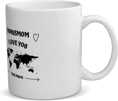 Akyol - bonusmom i love you this much koffiemok - theemok - Moeder - geweldige moeder - liefste bonusmoeder - verjaardag - cadeau - kado - bedankje - geschenk - 350 ML inhoud