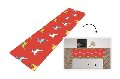 Keukenloper - Loper keuken - Patroon - Hert - Rood - 200x50 cm - Keukenloper vinyl