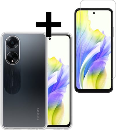 Hoesje - Met Screenprotector - Geschikt voor OPPO A98 - Sterk & Shockproof - Back Cover - Siliconen Case - Telefoon Hoes - Telefoonhoesjes - Transparant