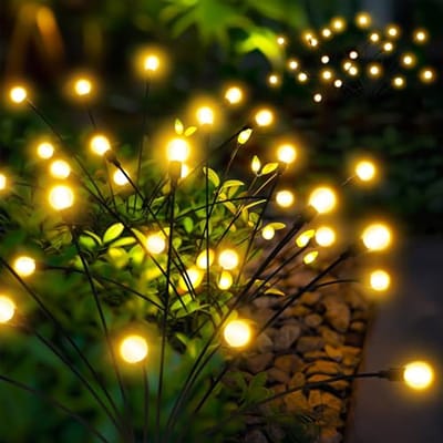 4-delige Solar Tuinverlichting met 40 LED Vuurvliegjes - Waterdichte Buitenverlichting voor Kerst en Tuin