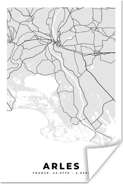 Poster Plattegrond – Arles – Stadskaart – Kaart – Frankrijk - 120x180 cm XXL