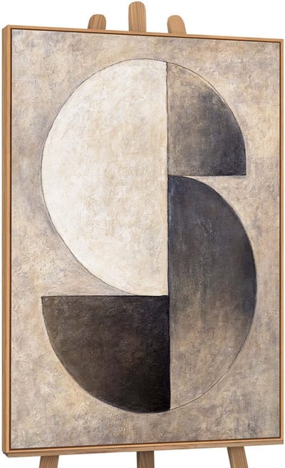 YS Schilderij - Handgeschilderd canvas schilderij - Wanddecoratie moderne Kunst - Beige en grijs - Reli?f - Muurdecoratie woonkamer - Slaapkamer decoratie - Kamer accessoires - schilderijen op canvasmetlijst Wood 120x80