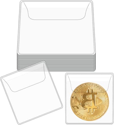 25 Stuks Heldere Muntbeschermers 5.5x5.5cm - Enkele Pocket Pouches voor Muntopslag en Kleine Voorwerpen, Plastic Houder voor Munten en Valuta