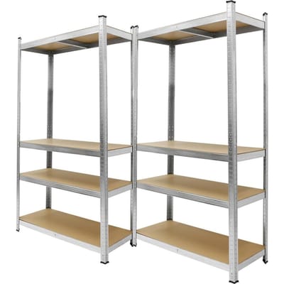 Set van 2 werkplaatsplanken, zilver, 160x80x40 cm, gemaakt van MDF en metaal, tot 320 kg