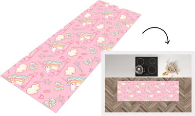Keukenloper - Loper keuken - Unicorn - Roze - Patronen - Kind - 150x50 cm - Keukenloper vinyl